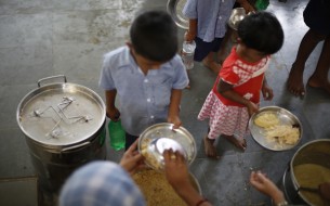 Akshaya Patra Foundation in Hyderabad Providing Mid day Meal To School Children