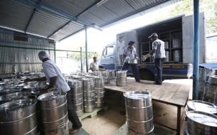 Food Loading in Akshaya Patra Vans in Hyderabad